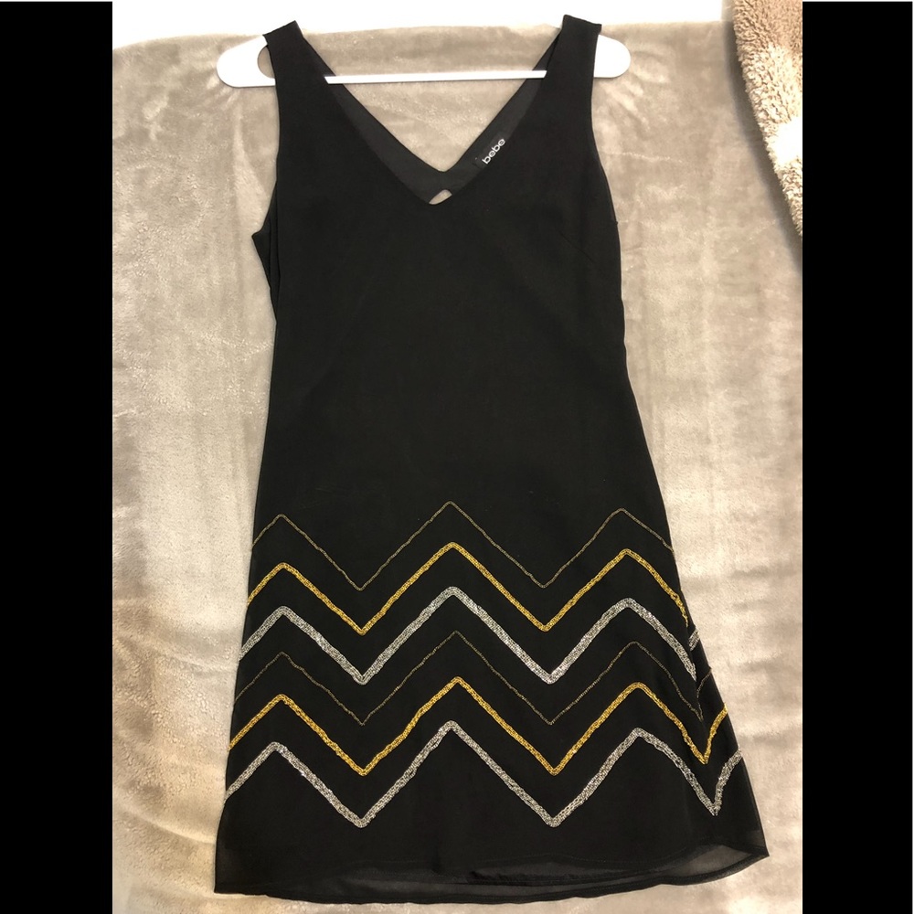 Bebe open back black dress XS